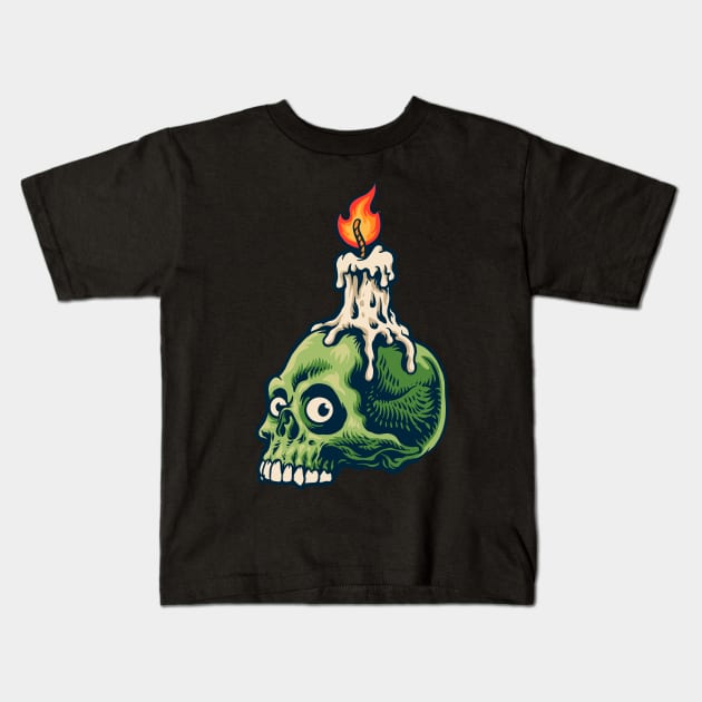 halloween character candle skull Kids T-Shirt by affane